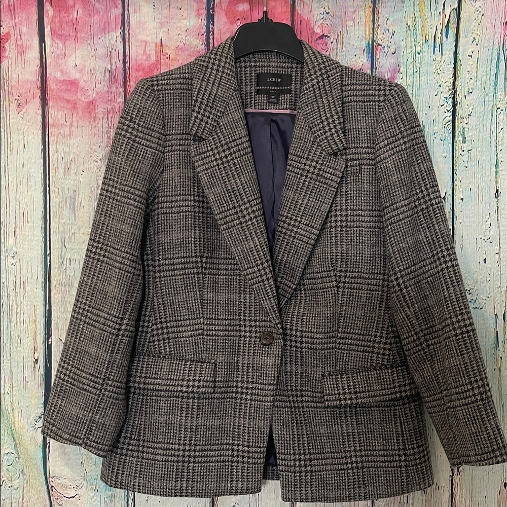 J.Crew Willa Blazer Houndstooth Wool 12p